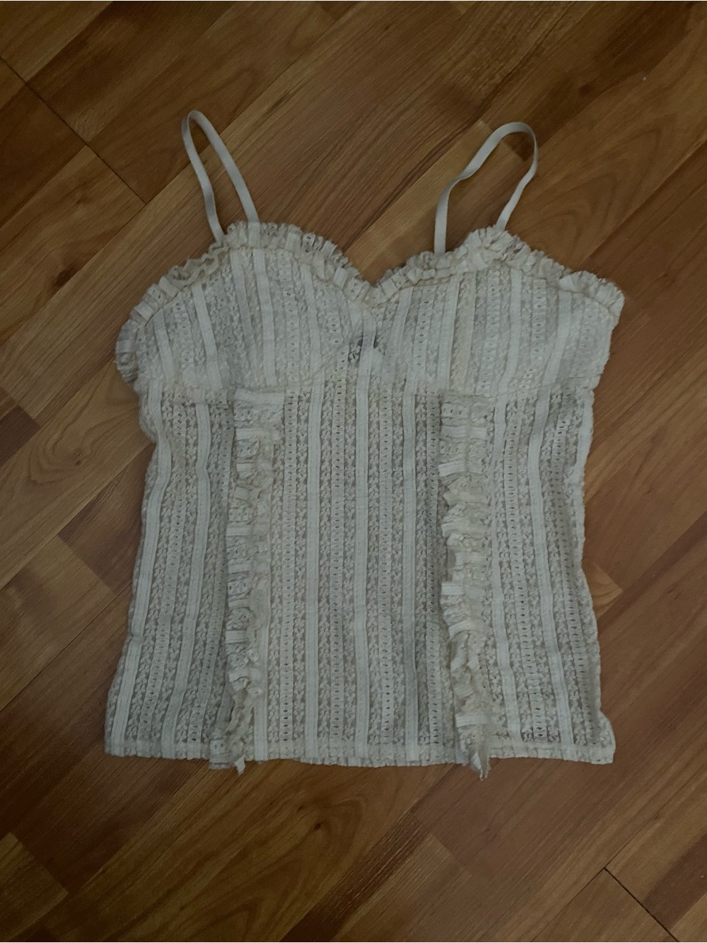 No Boundaries Cream Lace Ruffle Cami